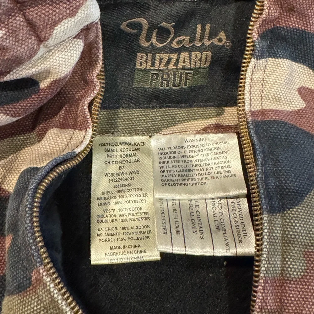 WALLS BLIZZARD PRUF CAMO JACKET YOUTH SIZE 6-7 WINTER GEAR VINTAGE